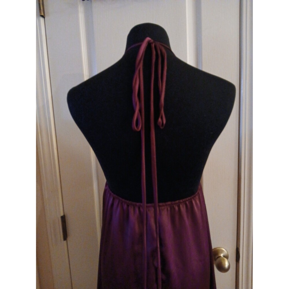 Elegant Burgundy Halter Maxi Dress - Women's Evening Gown - Picture 5 of 6
